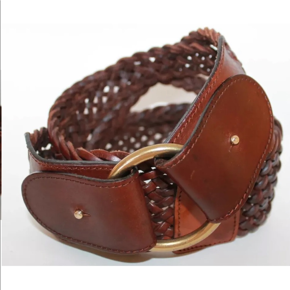 Hot Pennyblack Women Brown Braided Leather Waist Belt Size M